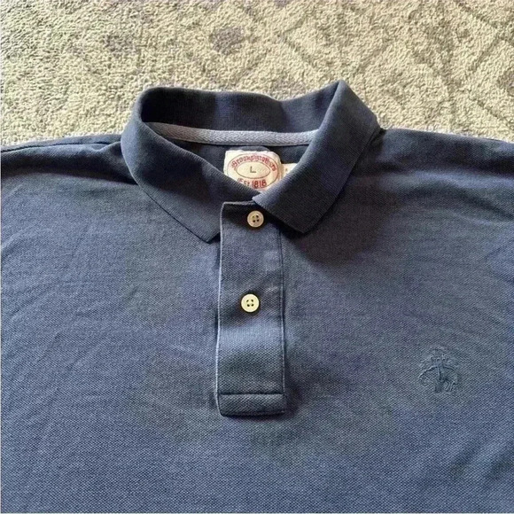 Mens Brooks Brothers 1818 Blue Original Fit Performance Golf Polo Shirt Sz Large - Picture 8 of 11